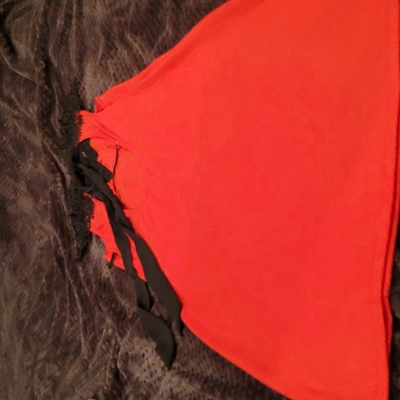 Arden B Above Knee Red with Black Lace & Gems/Beading at neck & décolletage. XL - Picture 4 of 6